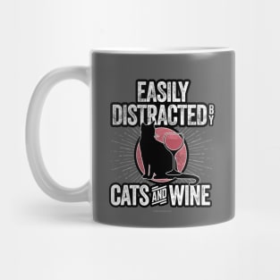 Easily Distracted by Cats and Wine Mug